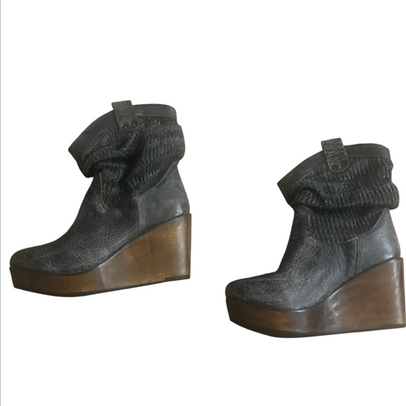 BED STU BRUGES SLOUCHY LEATHER KNIT BOOTIES SIZE 10 - Picture 4 of 9